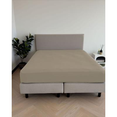 Spannbettlaken KAYORI "Emma", beige (sand), B:180cm L:200cm, Mako-Satin, Obermaterial: 100% Baumwolle, Bettlaken, Spannbettlaken, 100% Baumwollsatin