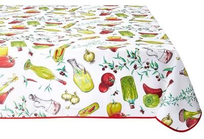 Violet Linen Classic Euro Temptations Tablecloth With Large Vegetables Printed Tablecloth