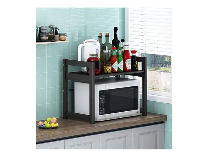 CVdrtyED Mikrowellenregal Einziehbares Mikrowellen-Ofenregal, Einlagiges Küchen-Mikrowellenregal, Arbeitsplatte, Reiskocher, Ofen-Aufbewahrungsregal Küchenregal Stehend(Height 48cm)