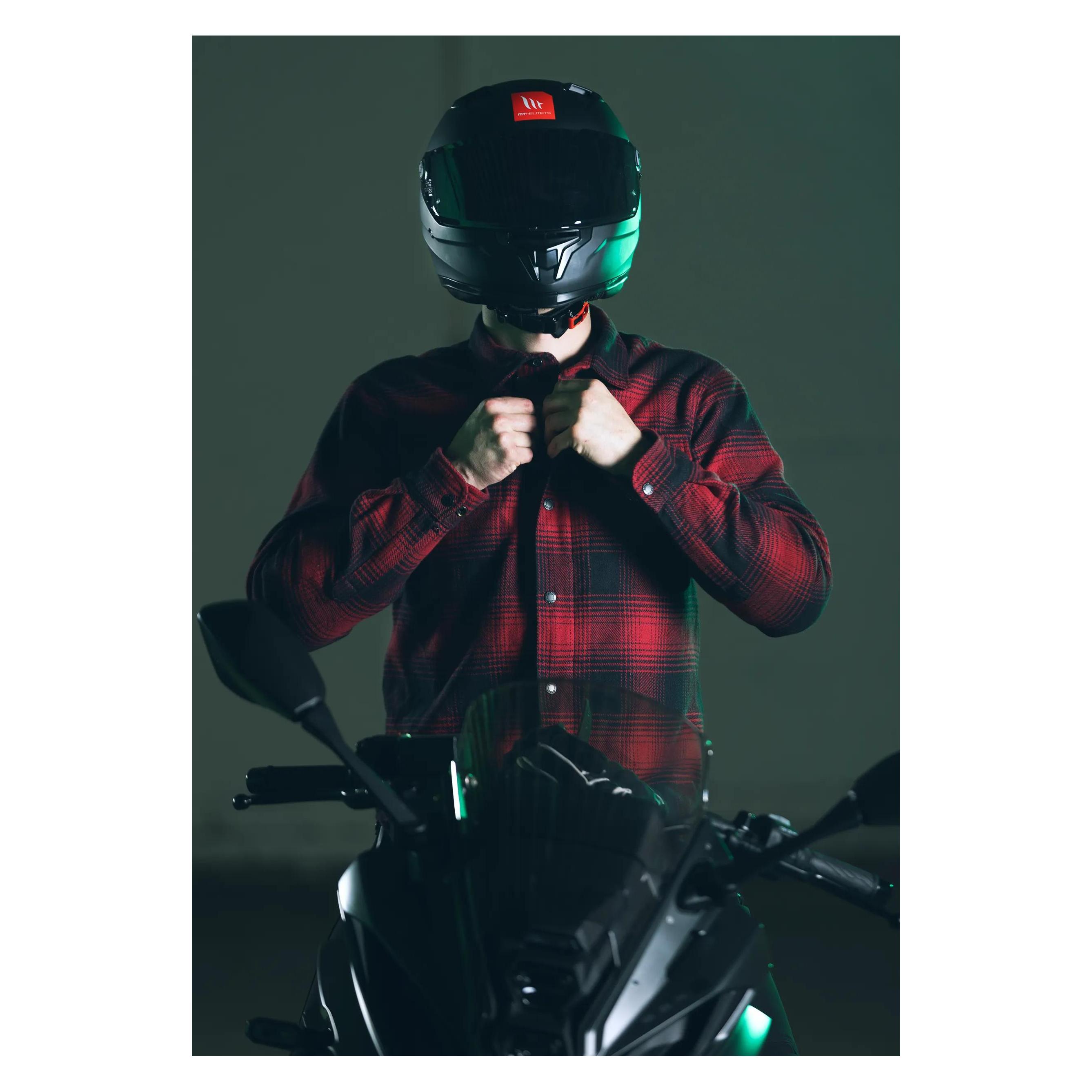 Armr Oxford Herren Men's Prime 2.0 Shirt, verstärkte Motorradjacke für Reiten, Freizeit, rot/schwarz (Herren, 4XL) (ARMT2341024XL)