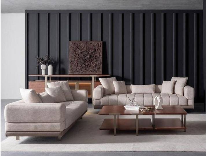 Xlmoebel Polstergarnitur XLMOEBEL Wohnzimmer Set in Beige mit komfortablem Polsterstoff, (Polstergarnitur, 2-tlg., Wohnzimmer-Set Beige, 4-teilig), Made in Europa