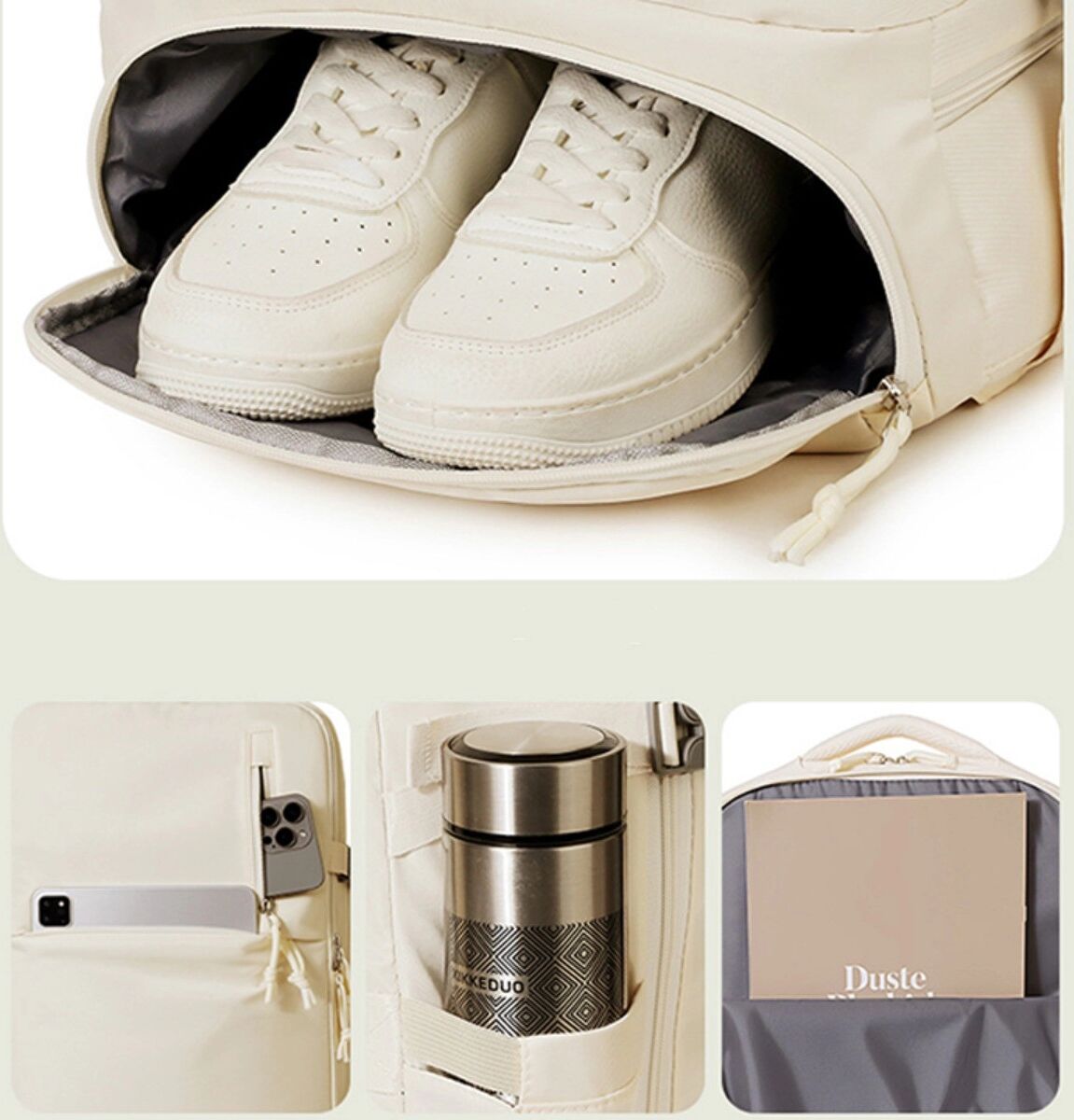 INF 16-inch Laptop Rucksack - Wasserabweisendes Oxford mit USB-Ladeanschluss, Kopfhöreranschluss, Schuhfach und atmungsaktiven Beige
