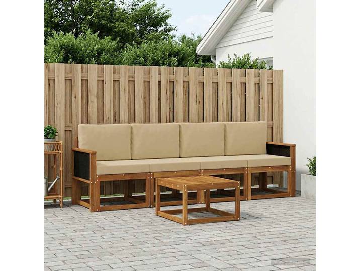 vidaXL Outdoor-Sofagarnitur 4 stk. 4-Sitzer Natur
