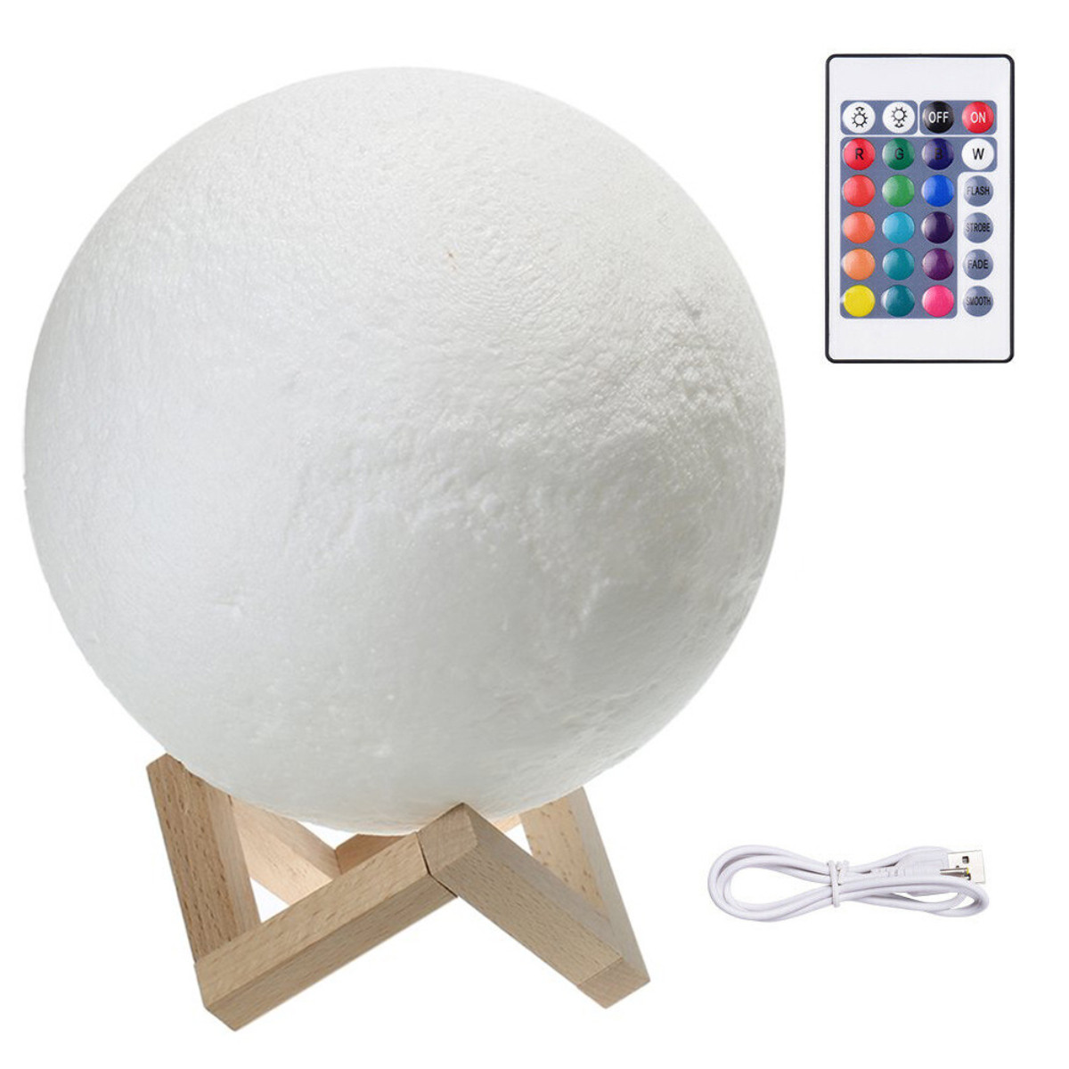 Verk 15704 3D Maanlamp LED met 12 kleuren, 14 cm