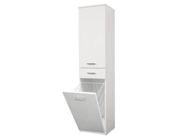 Colonne polyvalente - CLASSIC - Blanc Brillant - 2 portes - 1 tiroir - panier à linge