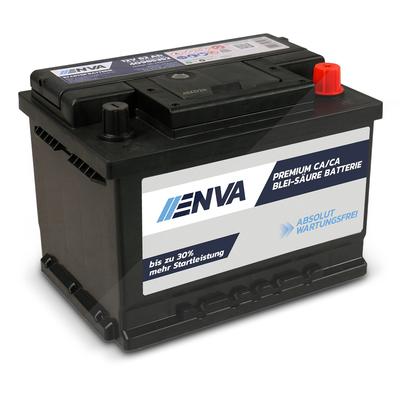 Enva Autobatterie, Starterbatterie 12V 62Ah 510A [Hersteller-Nr. 40985352] für VW, Opel, De Lorean, Mg, Nissan, Dacia, BMW, Chrysler, Skoda, Ford Otos
