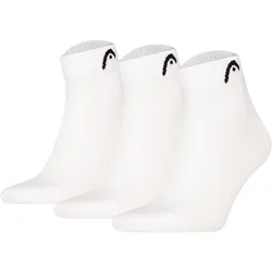 HEAD Unisex Quarter Socken, 3er Pack - All Sports Training Quarter 3P, Logo, einfarbig Weiß / 39-42
