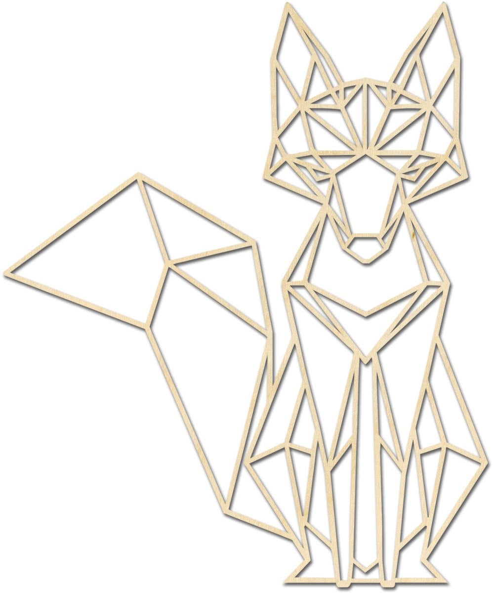 Geometrische Vos Wanddecoratie voor Volwassenen van Hout-Kado