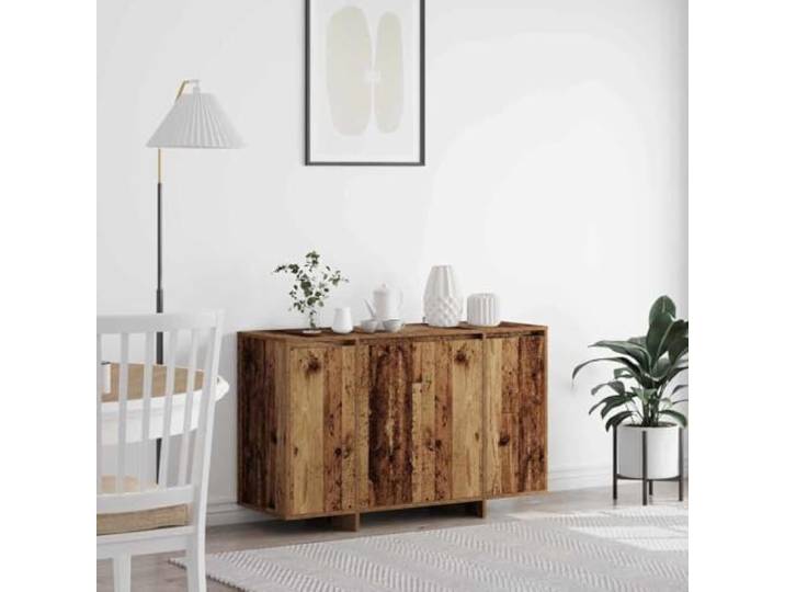 HEFZGDB Modernes Sideboard Weiß Sonoma für Wohnzimmer, minimalistisches Sideboard aus Holzwerkstoff, rechteckiges für Moderne Einrichtung mit Stauraum für Essbereich, mit Scharniertüren