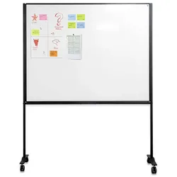 PROREGAL Magnetisches doppelseitiges Whiteboard für intensive Nutzung, HxB 120x150cm, inkl. schwarzer Stahlrahmen & 4x Rollen, Emaillierter Stahl