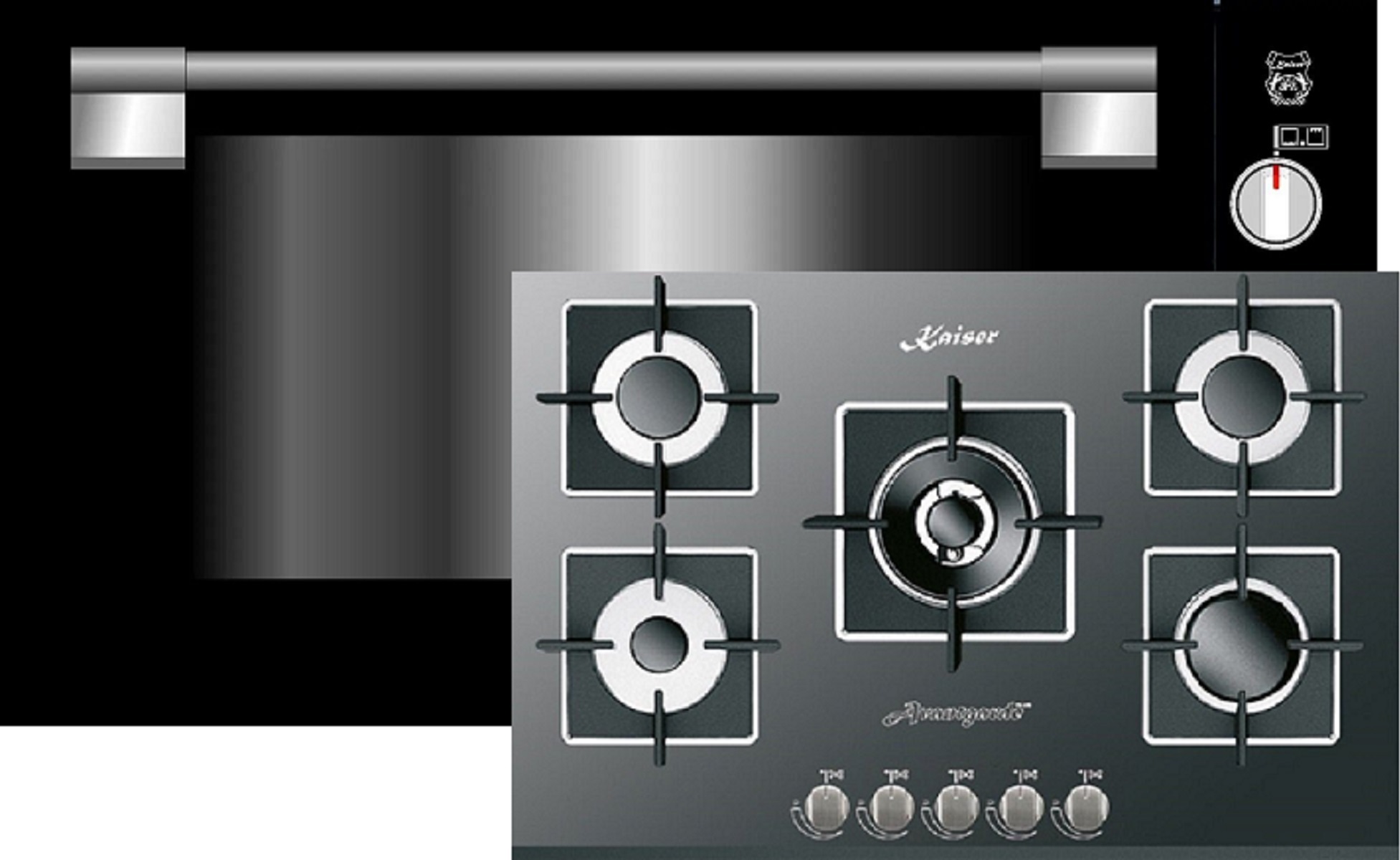 Herd Set/ Kaiser EG 9371 Einbau Gasbackofen 90cm + KCG 8382 Gaskochfeld 77 cm
