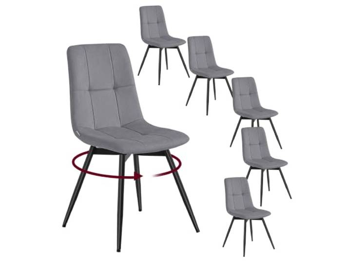 VASAGLE Esszimmerstühle Samt,KDC198G101-01 Polsterstuhl, Küchenstuhl, Schminktisch Stuhl Grau, Ergonomisches Design
