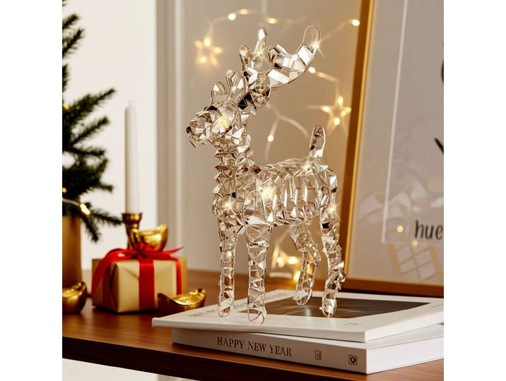LED-Rentier mit 50x Micro-LEDs, Goldfarben, 24 x 8 x 37 cm