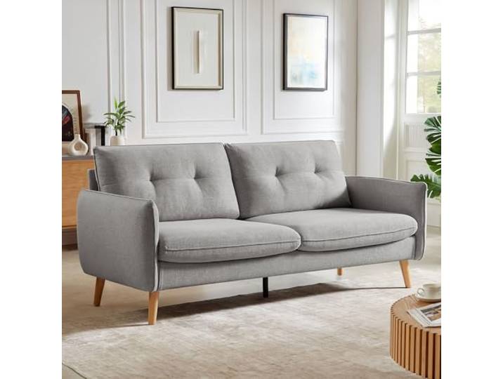 Sicaan Skandinavisches 3-Sitzer-Sofa CHLOÉ aus hellgrauem Stoff