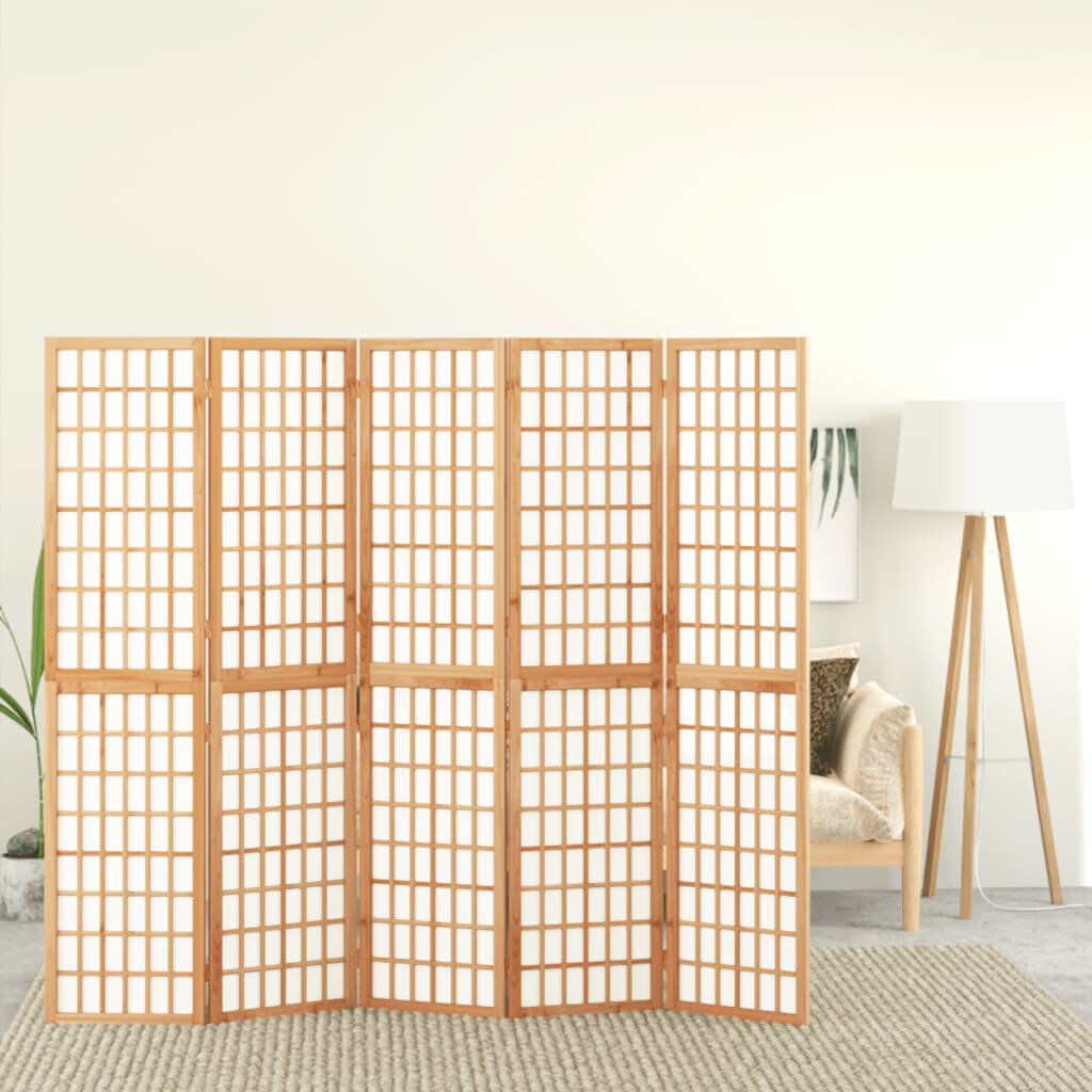 Latitude Run Leunne 170 cm H Solid Wood Folding Room Divider Brown
