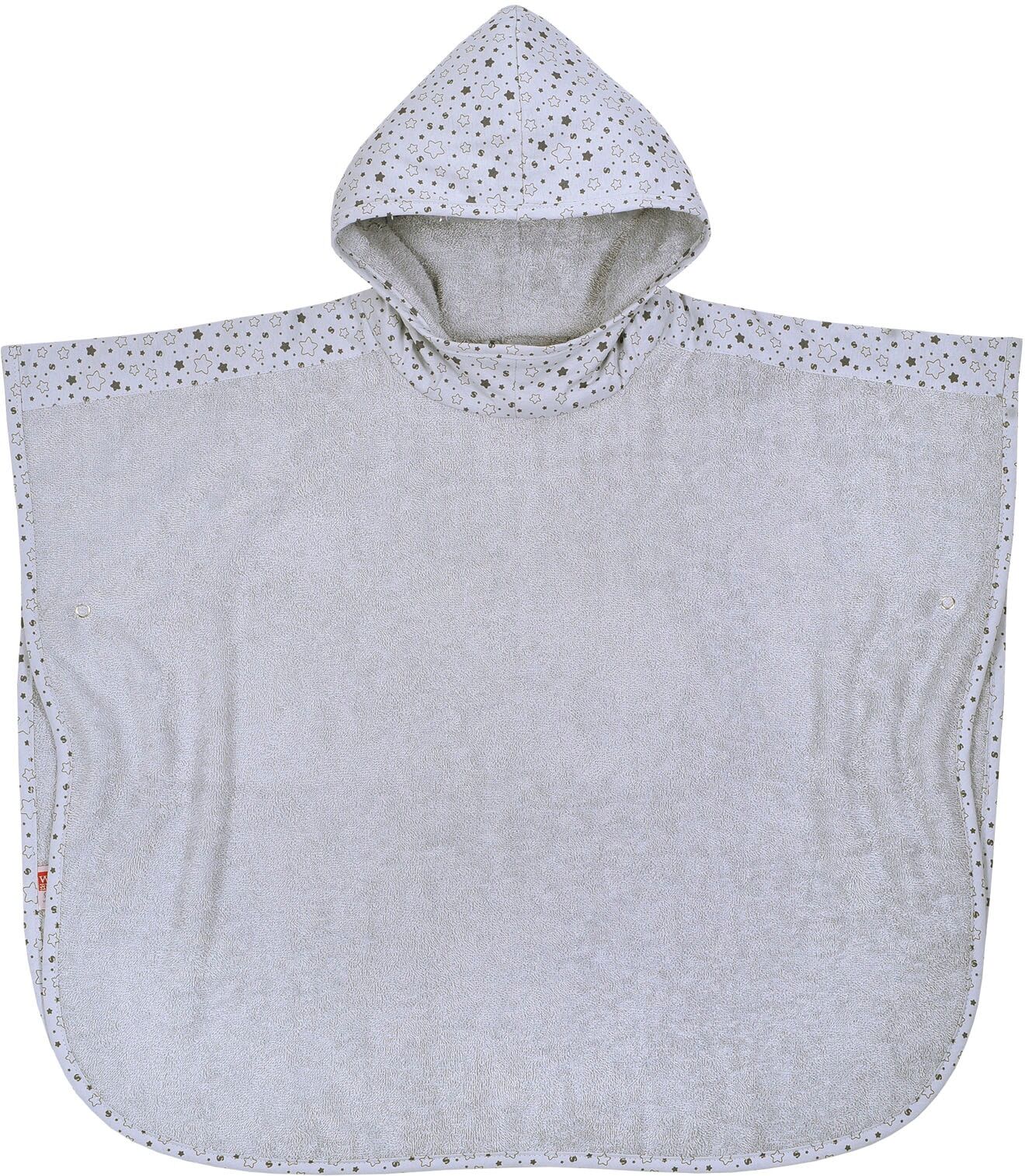 Badeponcho WÖRNER "Sterne hellgrau", grau (hellgrau), L:60cm, Baumwoll-Webfrottier, Hausmäntel, Badeponcho, maschinenwaschbar, trocknergeeignet