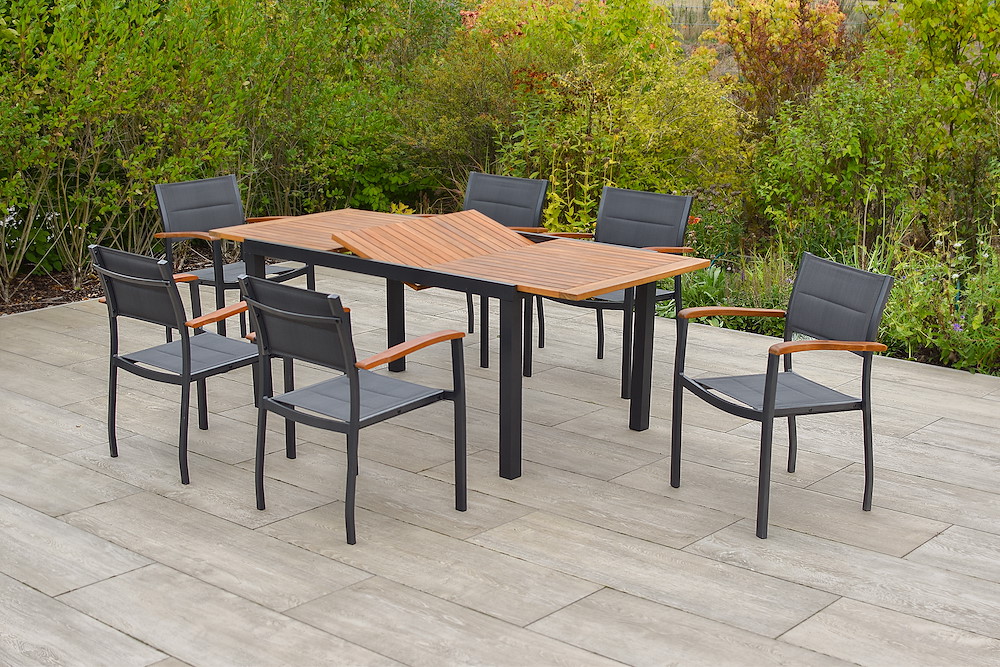 MERXXHANDELS Paxos Set 7tlg 6 Sessel Tisch 50(200)x90cm 16946362