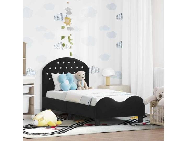 Cadre de lit tout-petit - MAISON EXCLUSIVE - 70 x 140 cm - Velours noir - Sommier à lattes - Design bas