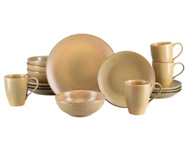 CreaTable, 25137, Serie Sierra Nevada, 16-teiliges Geschirrset für 4 Personen, Kombiservice aus Steinzeug, spülmaschinen- und mikrowellengeeignet, Qualitätsproduktion