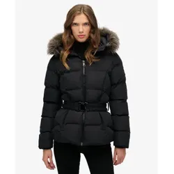 Superdry für Damen. W5011928A Fuji Steppmantel mit schwarzem Gürtel (M), Lässig, Recyceltes Polyester, Nachhaltig