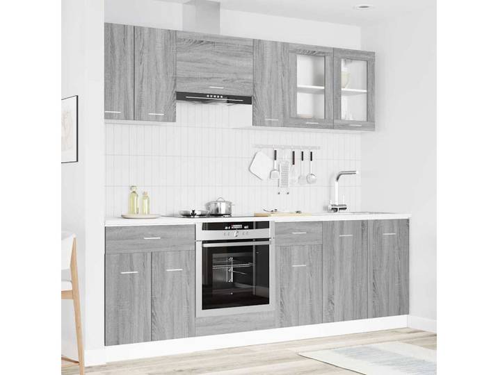 vidaXL Sideboard, Küchenschrank-Set Lyon 8 pcs Graues Sonoma Holzwerkstoff