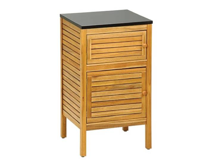 Dehner Outdoor-Küche Southampton Schrank, für Geschirr, 50 x 50 x 90 cm, FSC®-zertifiziertes Akazienholz/Stein, braun