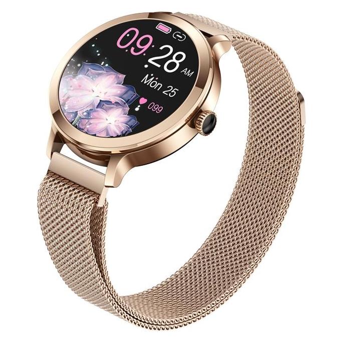 Giewont Veltori VT340-1 Damen-Smartwatch, goldenes Armband + rosafarbenes Silikonarmband (Kunststoff, Gold, Rosa, ohne SIM) (49759131)