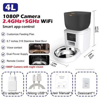 Inspired Finds Furpipi 8L Smart Automatic Pet Feeder With HD Camera 4l 5g Hd Bowl X1 White