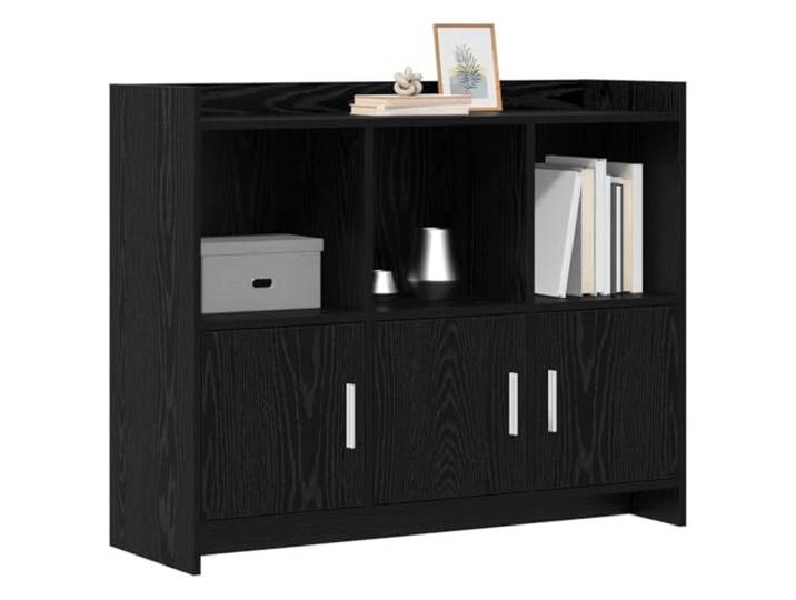 KTHLBRH Sideboard Eiche schwarz 98,5 x 33 x 80 cm Technisches Holz, gut verarbeitete Paneele, für Wohnzimmer Esszimmer Flur