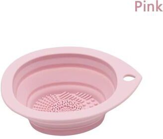 Uplift Essentials Folding Silicone Makeup Brush & Puff Cleaning Bowl pink