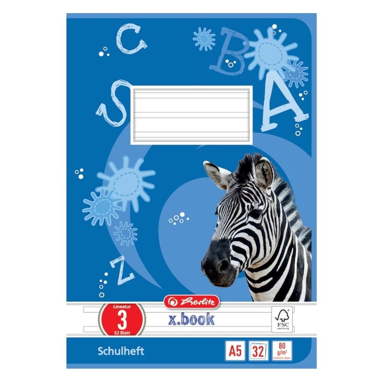 Herlitz Schulheft x.book, DIN A5, Lineatur 3 / liniert (A5, Liniert, Harter Einband) (11387107)