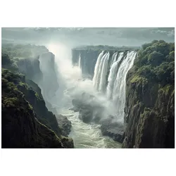 FOTOTAPETE Wasserfall Landschaft Grün 300x210 cm