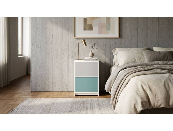 Nachtschrank mit bunten Türen nach Maß MDF Beschichtet MDF Weiß matt