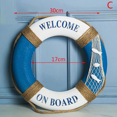 Uplift Treasures Mediterranean Navy Life Buoy Wall Hanging Nautical Home Decoration c