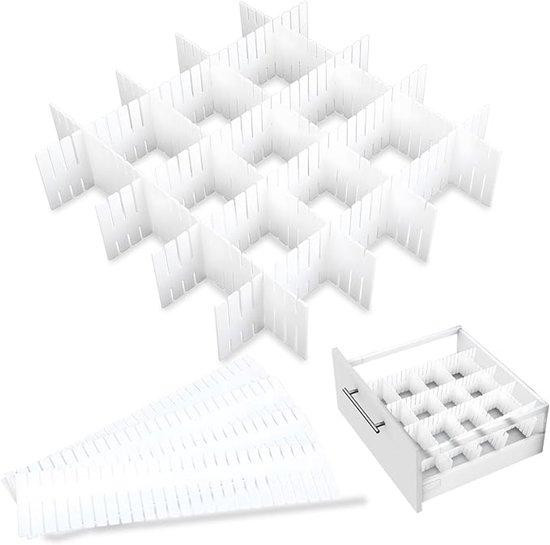 Set van 20 verstelbare ladeverdelers in wit plastic