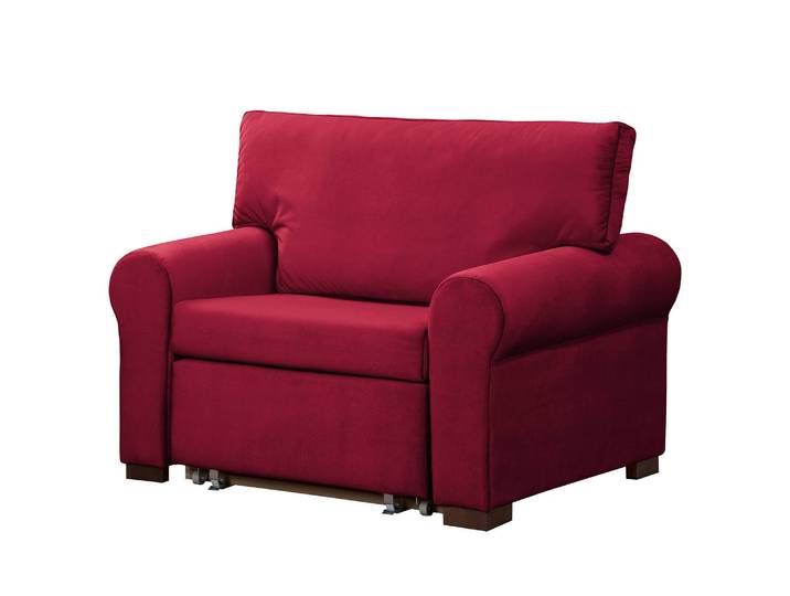 Schlafsessel Basic Country Beige/Bordeaux Samt Krysia 125 x 90 x 90cm