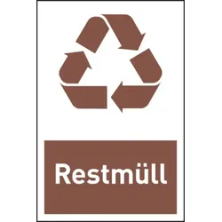 Design-Recyclingschild: Restmüll, Folie selbstklebend, 150 x 100 mm - 100x150 mm Folie selbstklebend