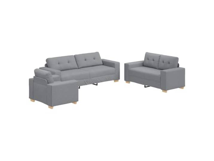 Coespram Sofagarnitur 3-Teilig Hellgrau Couch-Set Leinenoptik 6-Sitzer Modernes 3-teiliges Couch-Set für das Wohnzimmer. Inklusive Sessel, 2-Sitzer und 3-Sitzer aus Leinenmischgewebe.