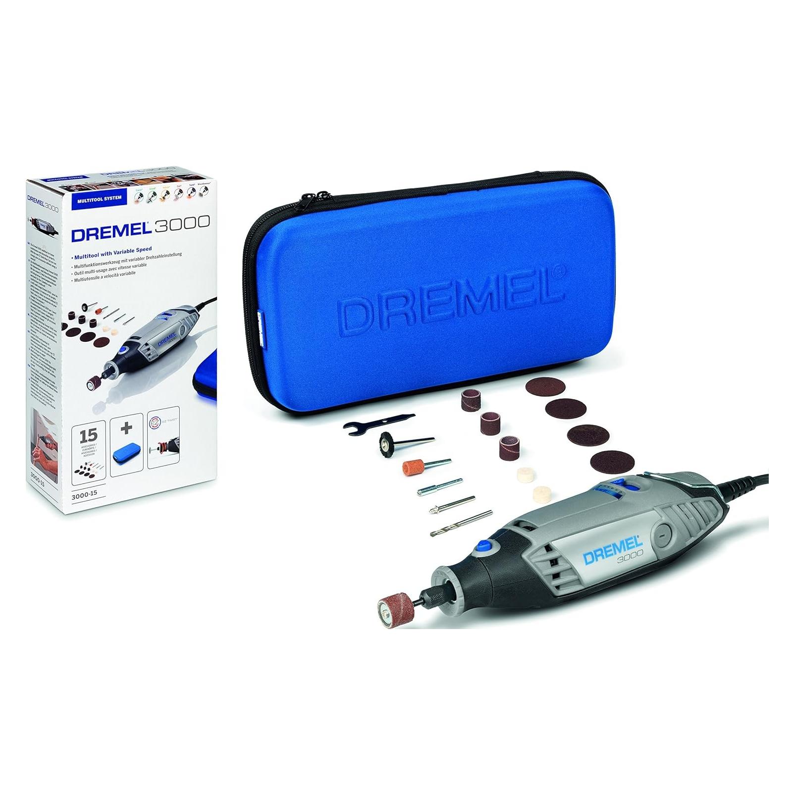Dremel 3000 Multifunktionswerkzeug - Italienische Version (130 Watt, Set mit 15 Zubehörteilen, Drehz (Rotationswerkzeug) (F0133000JC)
