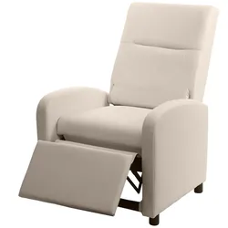 Mendler Fernsehsessel HWC-H18, Relaxsessel Liege Sessel, Kunstleder klappbar 99x70x75cm ~ creme