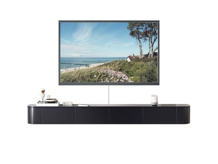 YINXSLO Schwimmender TV-Schrank 120–300 cm Wandmontage TV-Einheit für Wohnzimmer mit Stauraum geeignet für Tv Lowboard Hängend für Wohnzimmer oder Schlafzimmer（Schwarz, 220 cm）