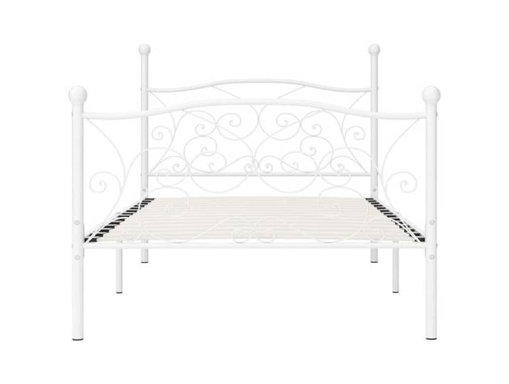 Lit Blanc - LEMON - Cadre de lit - sommier à lattes sans matelas avec sommier à lattes métal 90x200 cm FR234