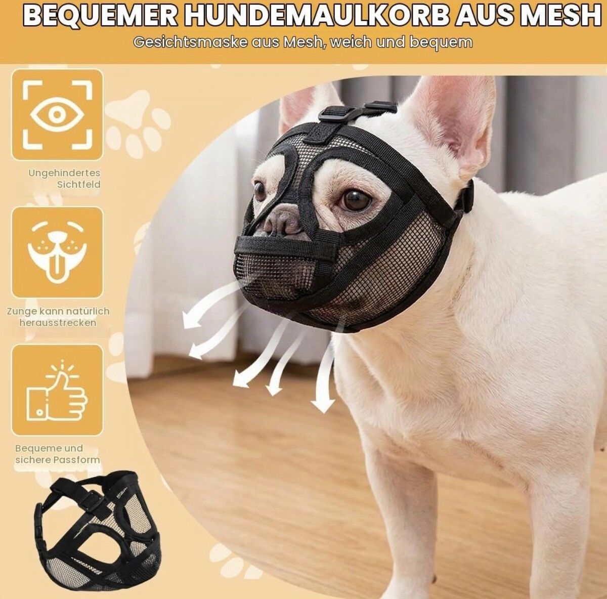 INF Mesh-Hundemaulkorb für große Hunde – Anti-Aufnahme, Anti-Biss, Anti-Bellen, verstellbar 31cm x 59cm, atmungsaktiv