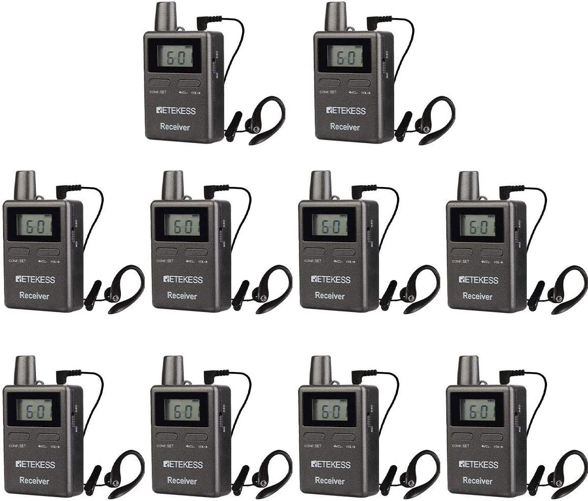 Retekess TT105 Drahtloses Anrufsystem, Wireless Tour Guide System, Mikrofon 2,4 GHz, Travel Guide System Wireless, 10 Empfänger für Konferenz, Hochschule, Training