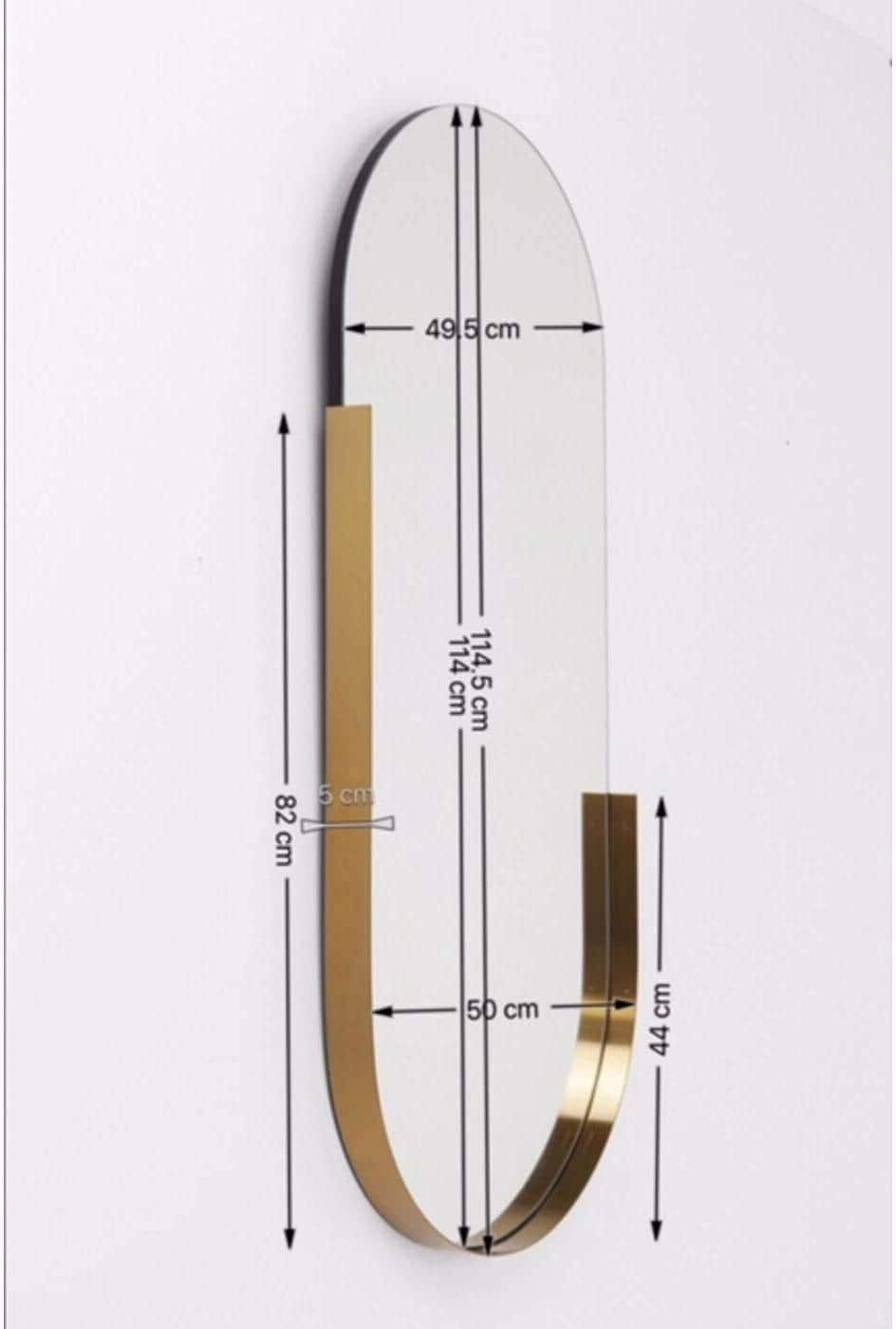 Spiegel KARE DESIGN "Hipster Oval 50 x 114 cm", gold, B:50cm H:114cm T:5cm, Edelstahl, Glas, Mitteldichte Faserplatte (MDF), Spiegel, Spiegel gold B/H/T: 50cm x 114cm x 5cm