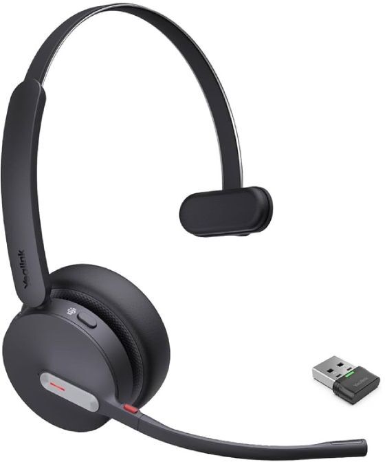 Yealink WH64 Mono MS Casque sans-fil certifié Microsoft Teams avec connexion Bluetooth ET DECT qui s'adapte à tous les scénarios de travail : bureau,