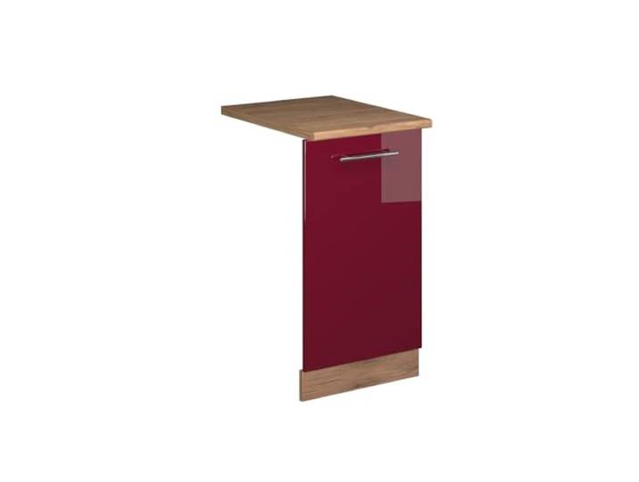 Vicco Geschirrspülblende Fame-Line, Bordeaux Hochglanz, 45 cm MDF-Front · Arbeitsplatte Eiche · Passend zur Küchenfront · Metallgriffe · Einfache Integration