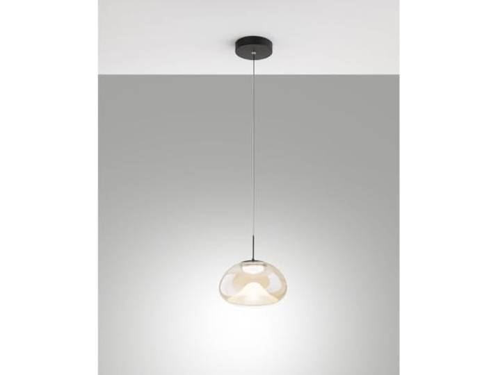Brena – Pendelleuchte einfach Cognac von Fabas Luce – LED 10 W dimmbar – Deckenleuchte – Durchmesser 22 cm