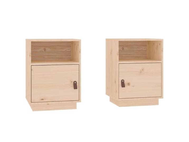 KDVXBCQJH 2er Set Nachttische 40x34x55 cm, Massivholz Kiefer Natur Praktische Schlafzimmer Nachtkommode mit wechselbarem Türanschlag, zwei geräumigen Fächern und Kunstledergriff.