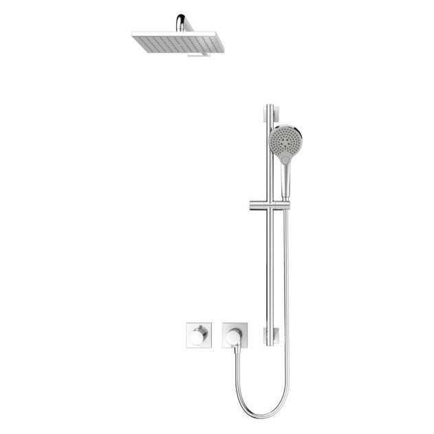Keuco IXMO Brause-Set 10 Thermostatarmatur, 2 Verbraucher, Brausestange und Kopfbrause, Rosette ecki (59653011002)